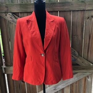 Tahari Orange Linen Blend Blazer Jacket